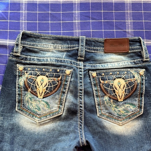 Miss Me Dark Blue Denim Jeans Mid-Rise Boot Size 25 - Picture 3 of 15